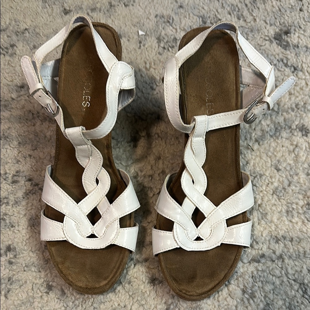 White Strappy Wedge Sandals